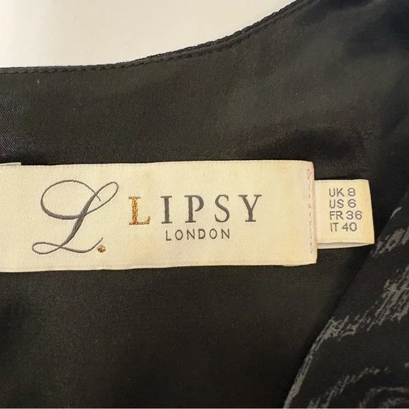 Lipsy Black sleeveless dress with zipper in the front, hooks, buttons, size 6 - Picture 6 of 10